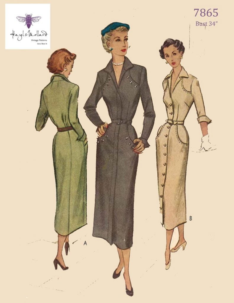 Vintage 1940's Sewing Pattern: Stunning Street Dress Bust image 0