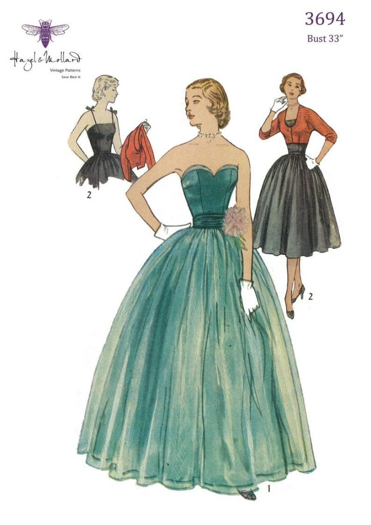 Vintage 1950's Sewing Pattern: Evening Skirt Bodice Dress image 0