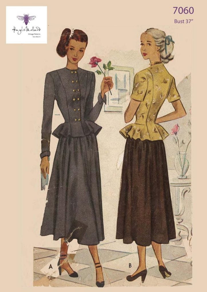 1940's Vintage Sewing Pattern:  Peplum Jacket & Skirt Suit image 0
