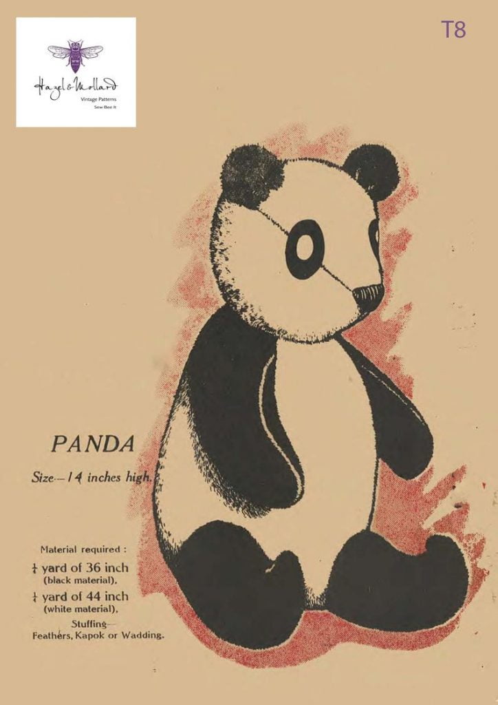 Vintage 1940's Sewing Pattern: Panda Bear Soft Toy 14 image 0