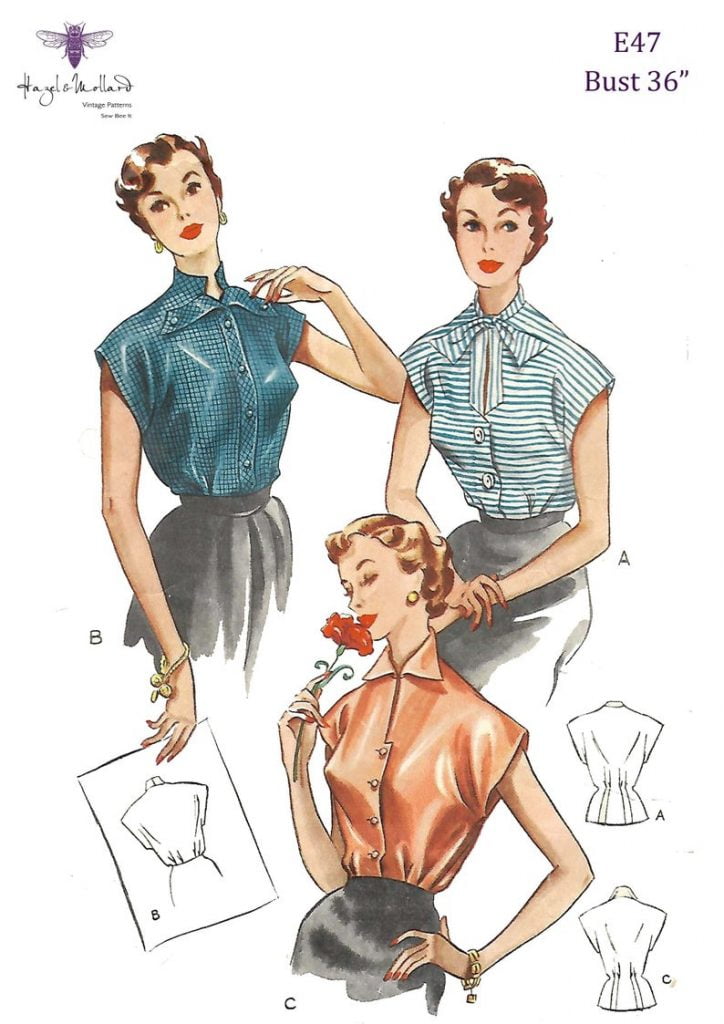 Vintage 1950's Sewing Pattern Pretty Blouse Top Bust image 0