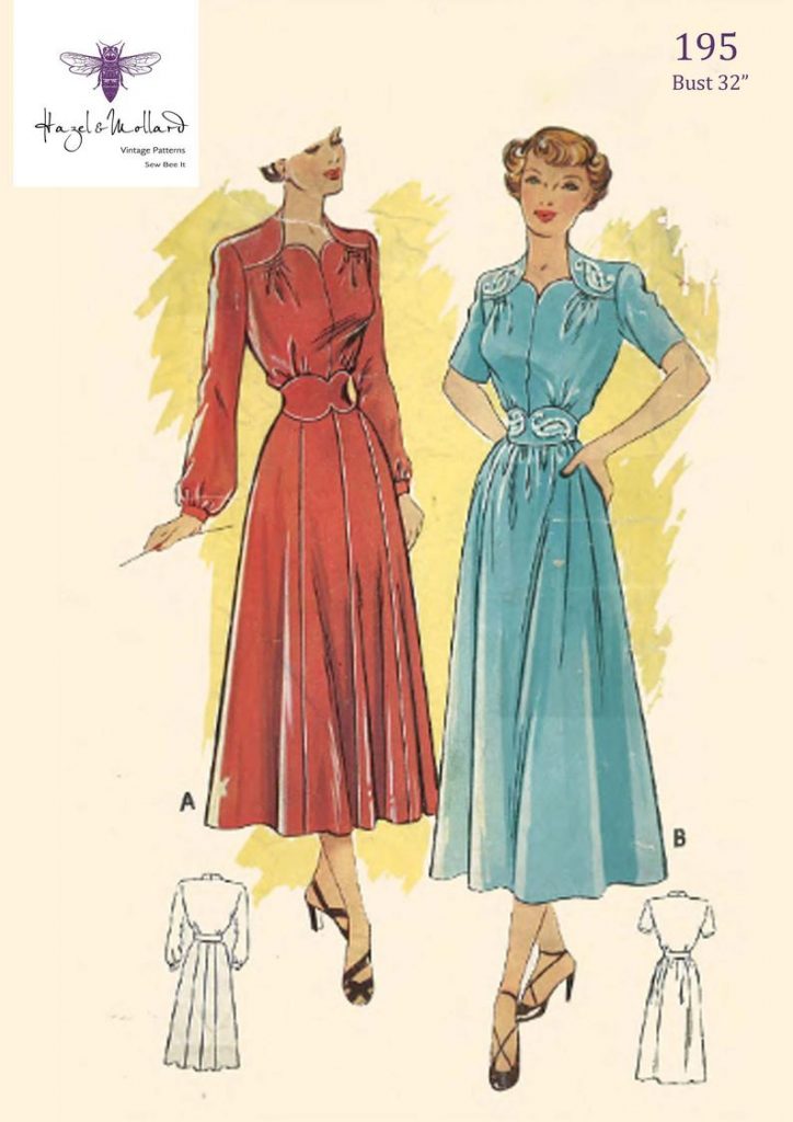 Vintage 1940's Sewing Pattern Wartime Dress Shoulder Yokes image 0