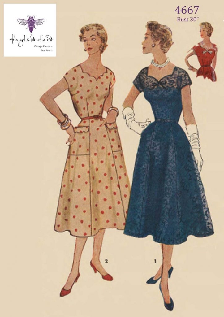 Vintage 1950's Sewing Pattern: Elegant Dress Bust 30 image 0