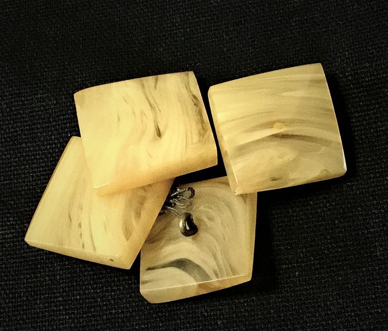 Plastic Vintage Buttons 4 Yellow image 0