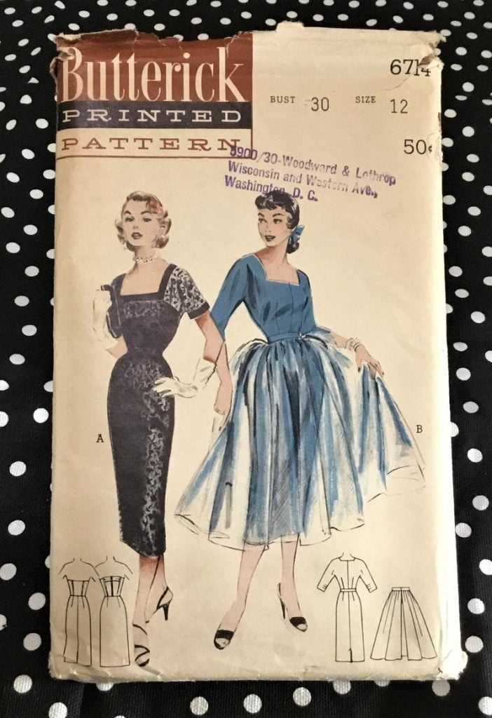 Butterick 6714 Size 12 Wiggle Dress Design 1950s image 0