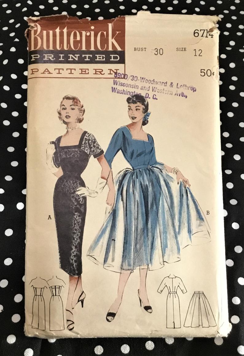 1950s Butterick Wiggle Dress Design Pictures Photos Patterns