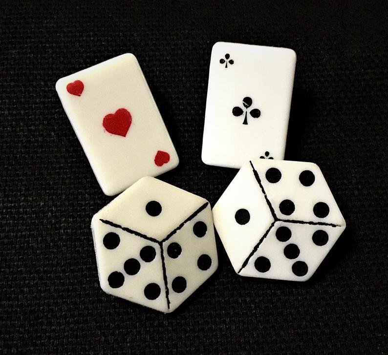 Plastic Cards and Dice Buttons 4 White image 0