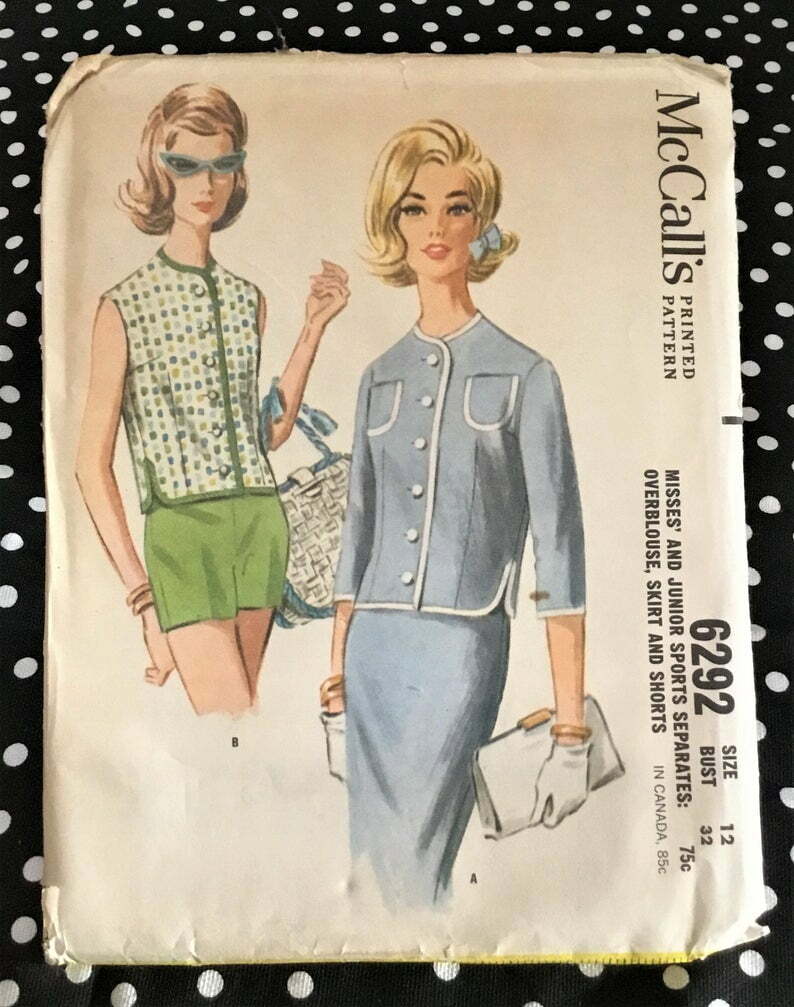McCalls 6292 Size 12 Sporty Design 1962 image 0
