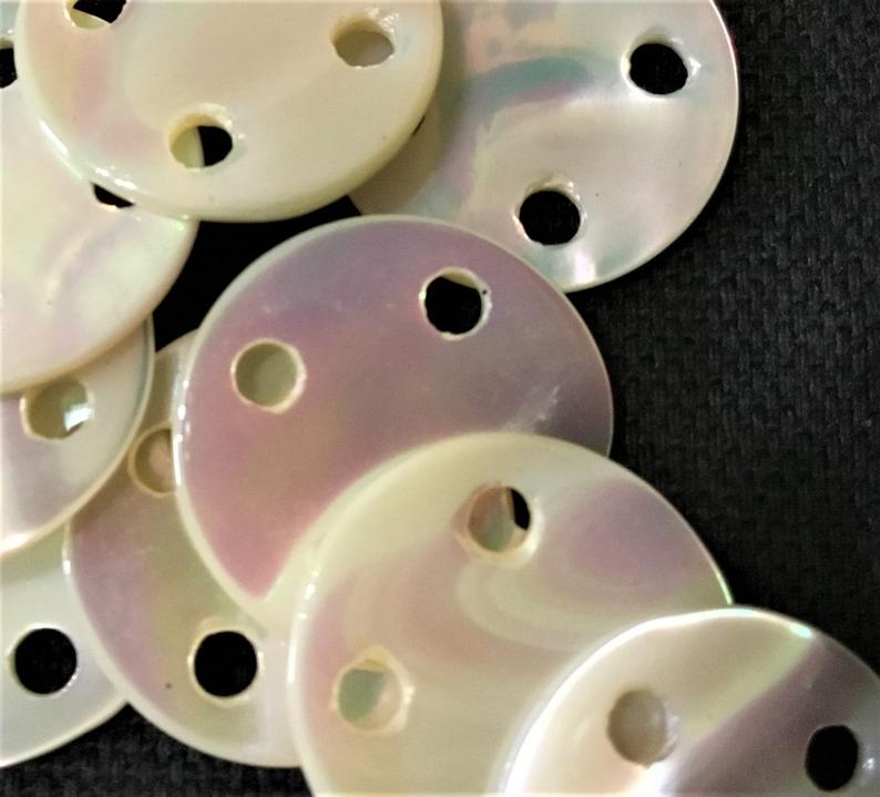 Mother of Pearl Vintage Buttons 10  Wide Hole Spacing image 0
