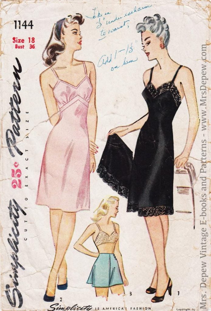 Vintage Sewing Pattern Ladies' Lingerie Set Slip Bra and image 0