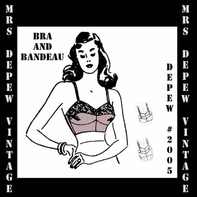 Vintage Sewing Pattern 1940s Ladies Bra and Bandeau Printable image 0
