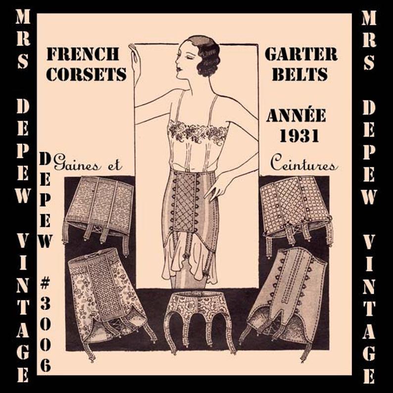 Vintage Sewing Pattern French 1930s Corset Garter Belt and image 0