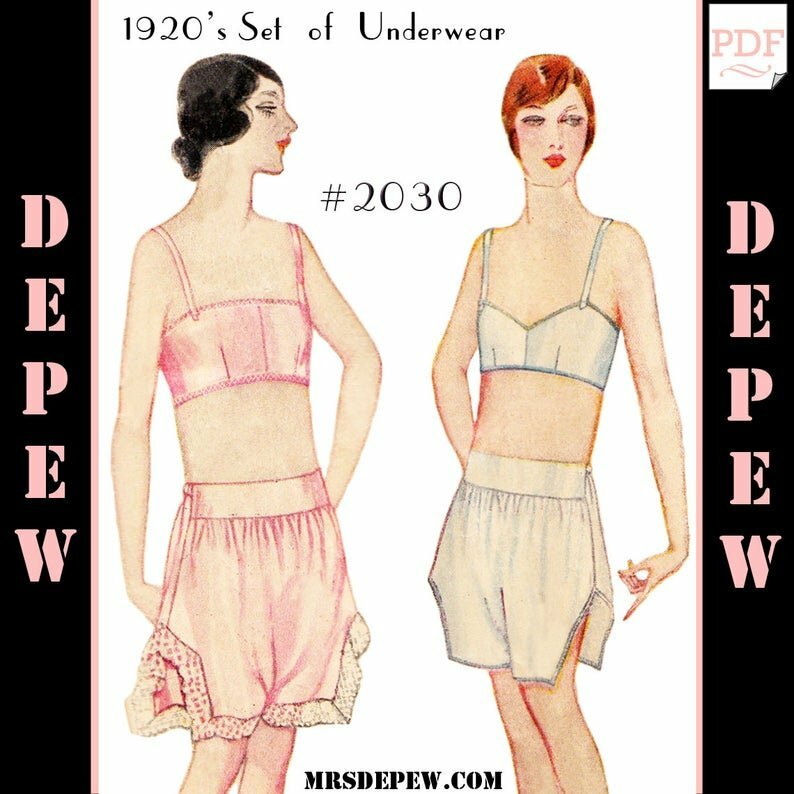 Vintage Sewing Pattern 1920s Bandeau Bra and Step-Ins image 0