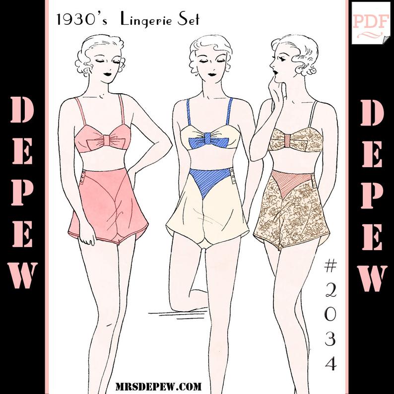 Vintage Sewing Pattern Multi-Size 1930s Bra and Panties 2034 image 0