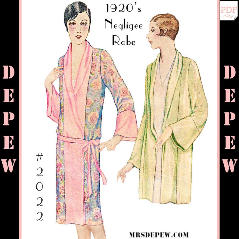 Vintage Sewing Pattern Reproduction 1920's Kimono Negligee image 0