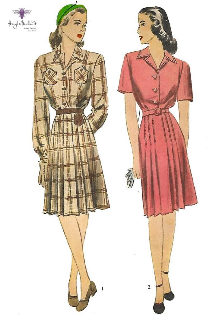 Vintage 1940's Sewing Pattern  Dress with Button Front and image 0