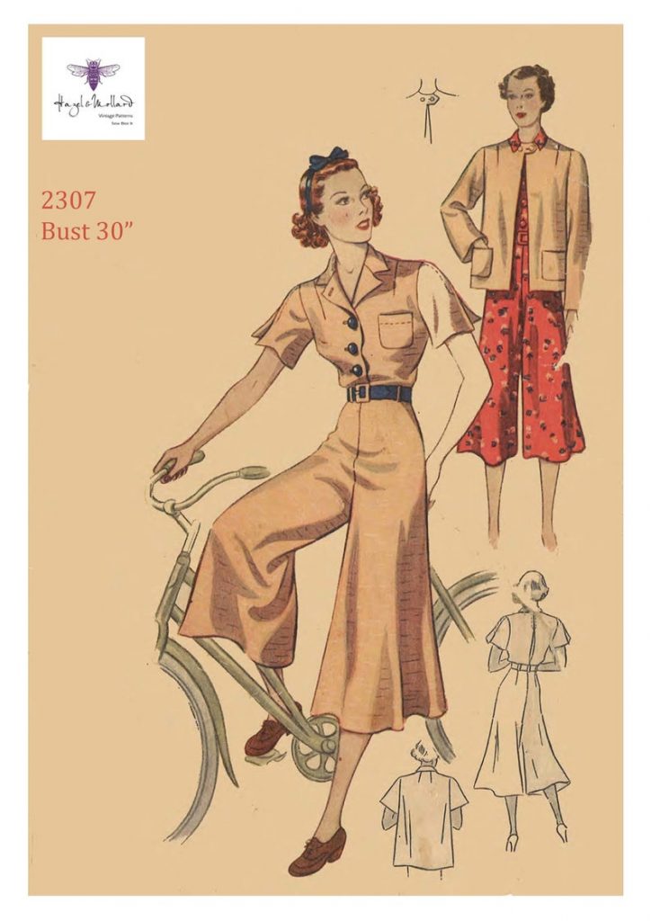 Vintage 1930's Sewing Pattern WWII Culottes Dress Jacket image 0