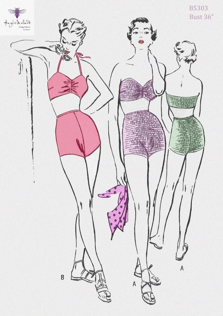Vintage 50's Sewing Pattern Halter Neck Bathing Suit image 0