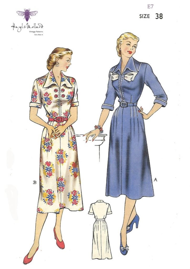 1940's Vintage Sewing Pattern: Pretty Dress with Button or image 0