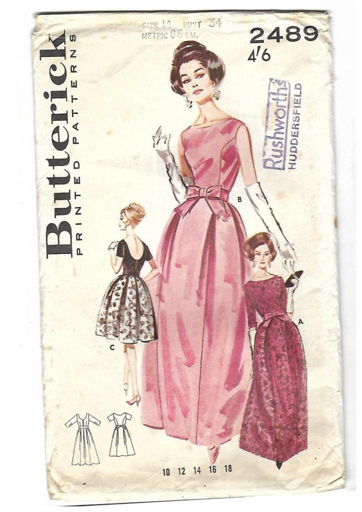 1960's Vintage Sewing Pattern Butterick 2489 Long Evening image 0