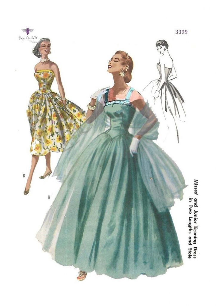 Vintage 1950's Sewing Pattern Evening Dress Bridal Ball image 0