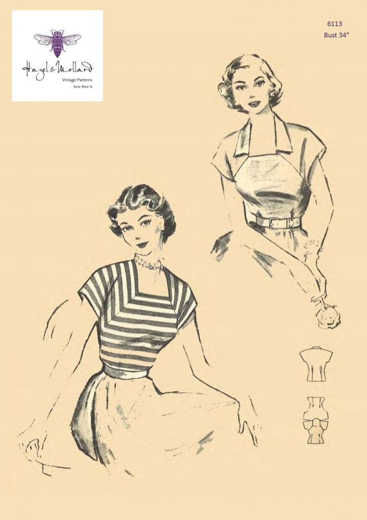 Vintage 1950's Sewing Pattern:  Square Neck Blouse Top image 0