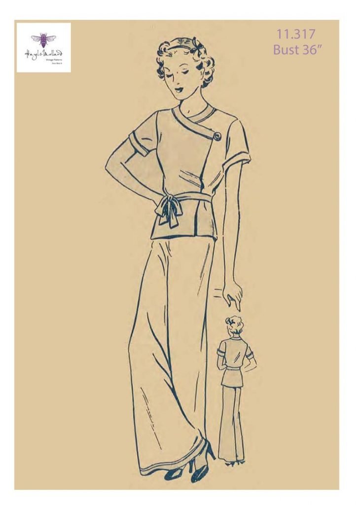 Chic 1930's Vintage Sewing Pattern Pyjamas/Beachwear Wide image 0