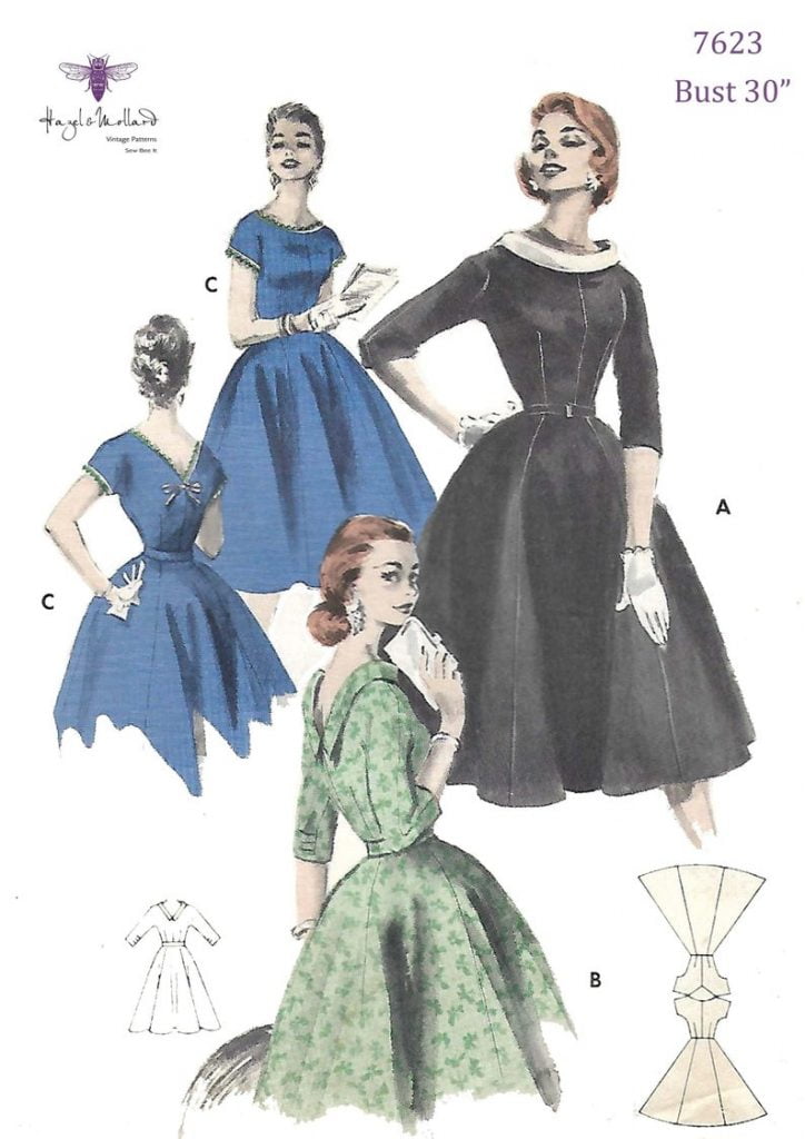 Vintage 1950's Sewing Pattern Scooped Neckline Flared image 0