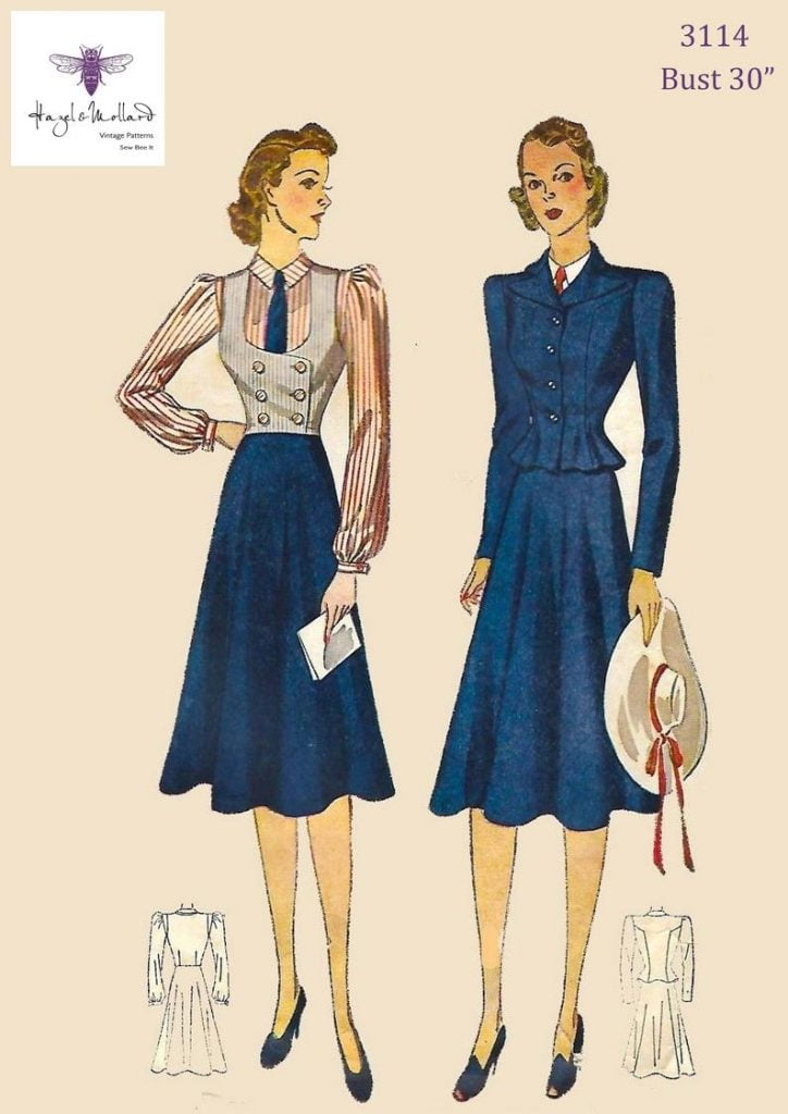 1930's Vintage Sewing Pattern: WWII Women's Suit. Bust image 0
