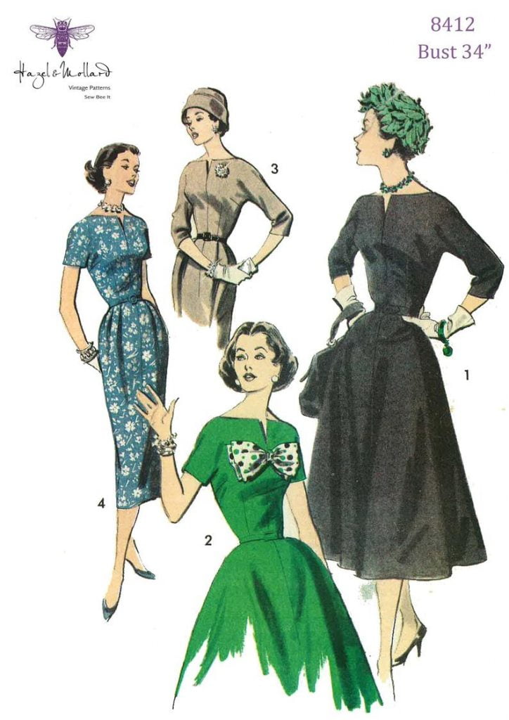 1950's Vintage Sewing Pattern Fit or Flared Dress Short image 0