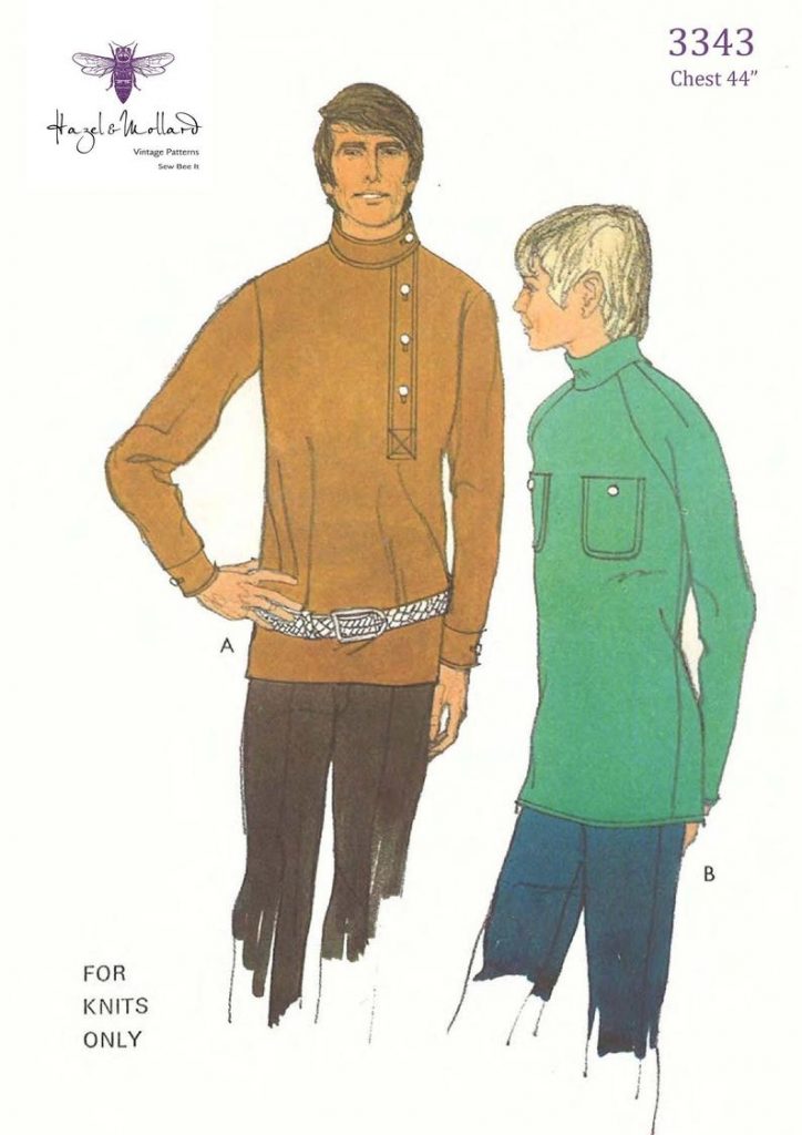 Vintage 1960's Sewing Pattern Men's Stand Collar image 0