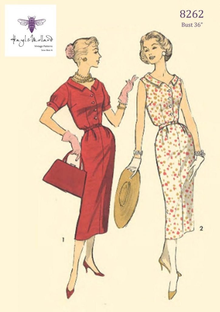 Vintage 1950's Sewing Pattern:  Roll Collar Pencil Dress. image 0
