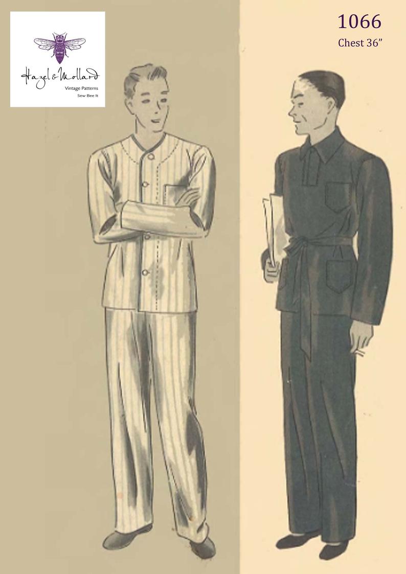1930's Vintage Sewing Pattern: Men's Pajamas Pyjamas image 0