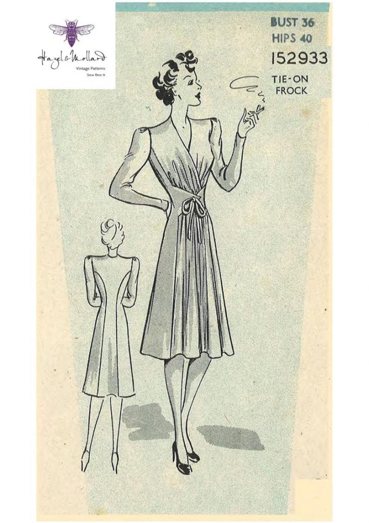 Vintage 1940's Sewing Pattern Tie Front Frock Dress Wrap image 0