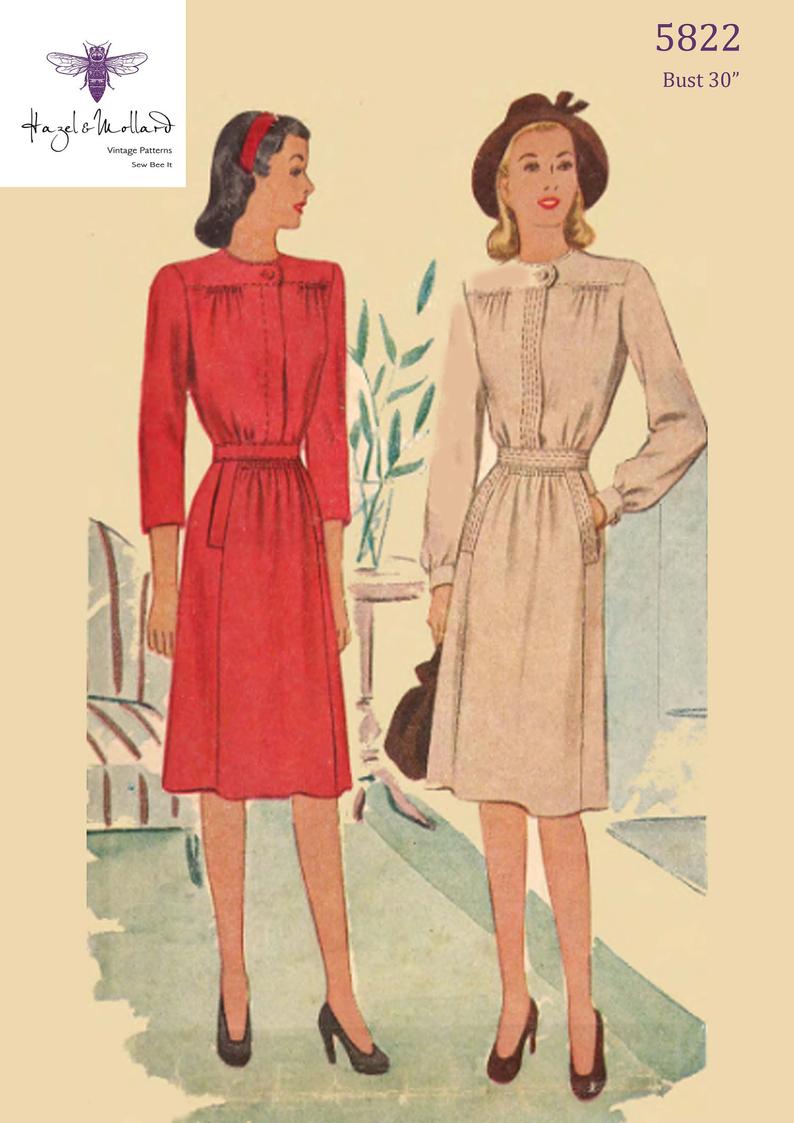 1940s long sleeve dress