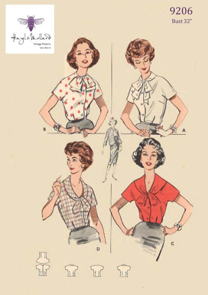 Vintage 1950's Sewing Pattern: Rockabilly Pussy Bow Blouse image 0