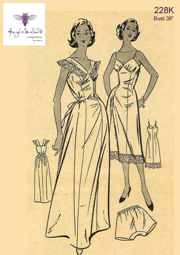 Vintage 1950's Sewing Pattern: Nightdress Slip & Knickers image 0