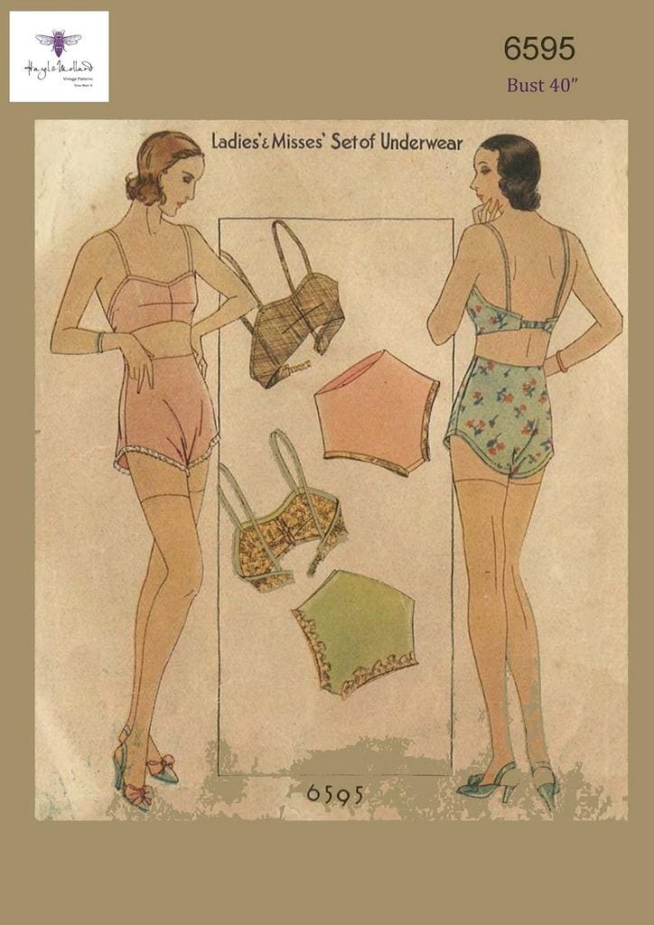 1930's Vintage Sewing Pattern Ladies Underwear Set Bra image 0