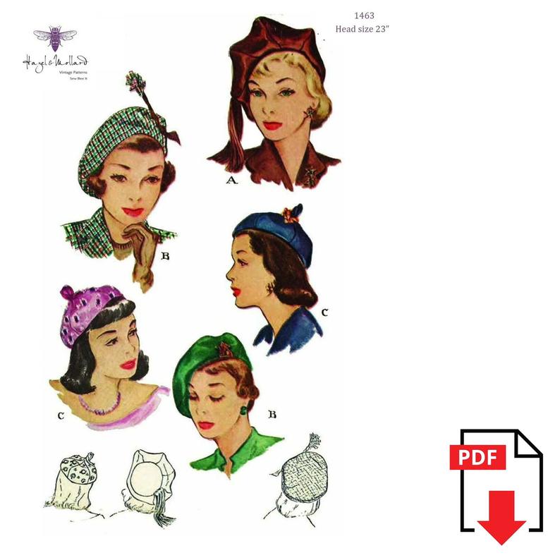 Vintage 1940's Sewing Pattern: Ladies' Elegant Berets image 0