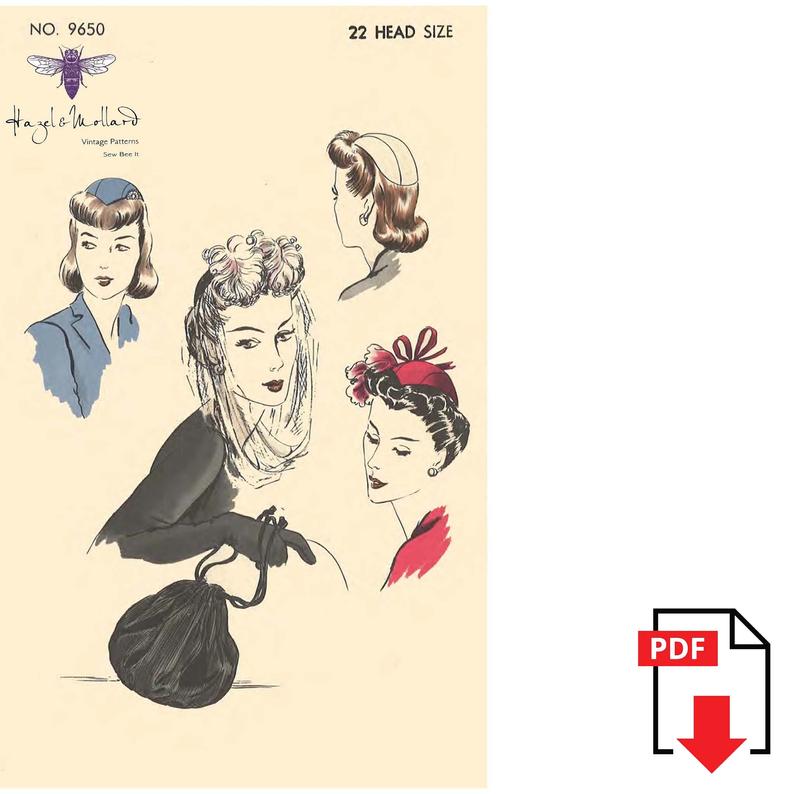 Vintage 1940's Sewing Pattern: Vogue Hat & Drawstring image 0