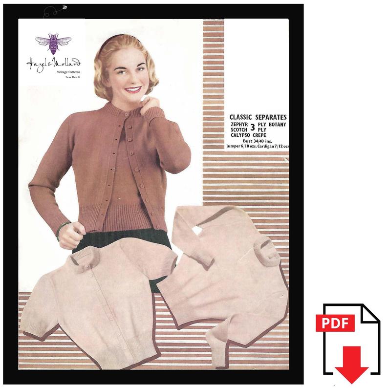 1950's Knitting Pattern Lady's Classic Twin Set Jumper image 0