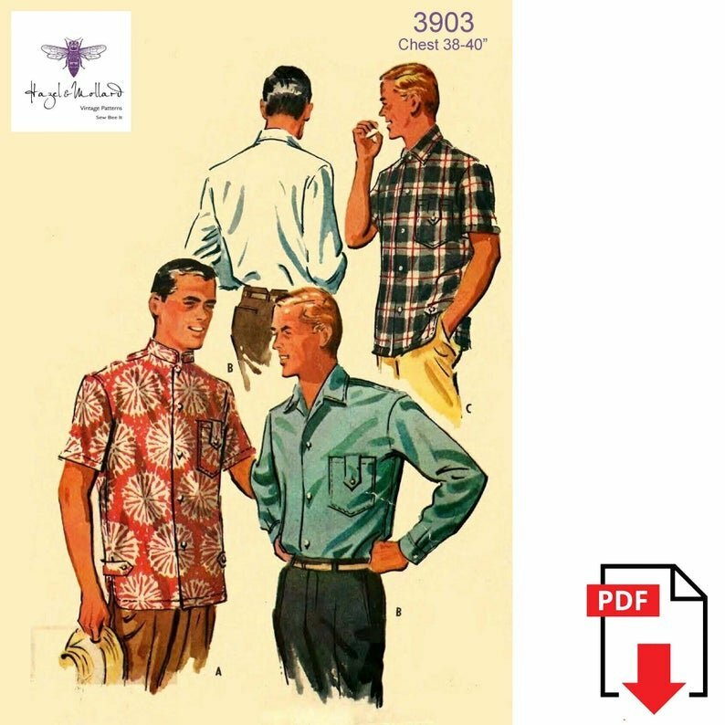 Vintage 1950's Sewing Pattern Men's Nehru Sports Shirt image 0