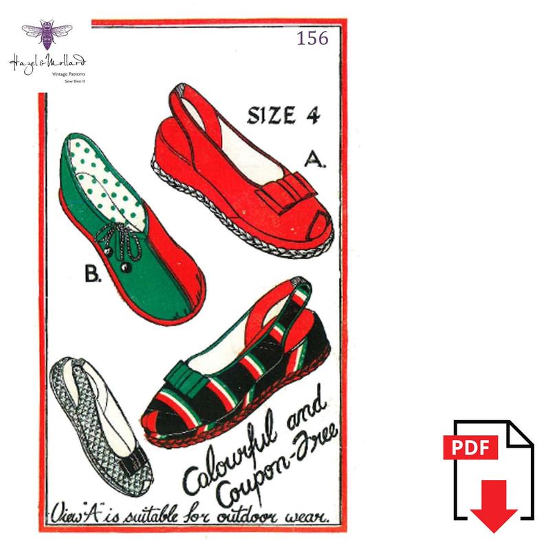 Reproduction Vintage 1940's Sewing Pattern : Slippers & image 0