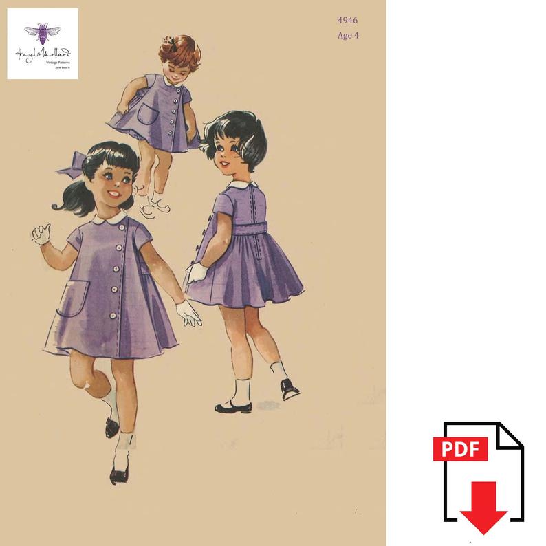 Vintage 1950's Sewing Pattern:  Girl's Lined Dress & image 0