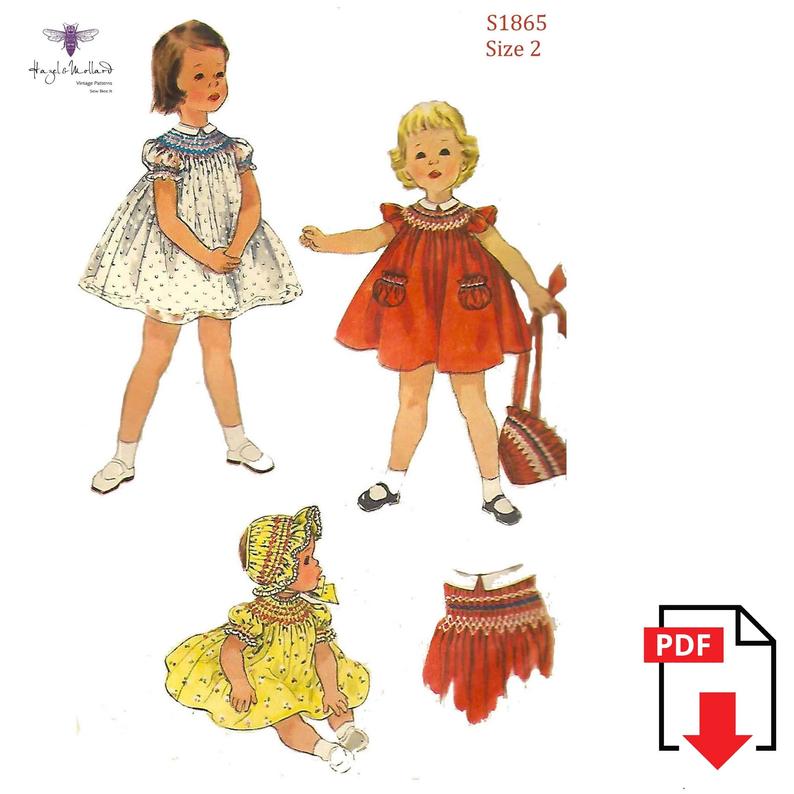 Vintage 1950's Sewing Pattern Toddler's Smocked Dress image 0