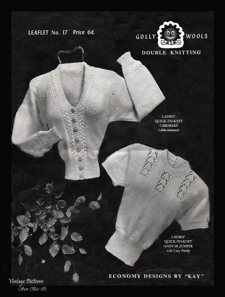 1940's Vintage Knitting Pattern: Sweater & Cardigan PDF image 0