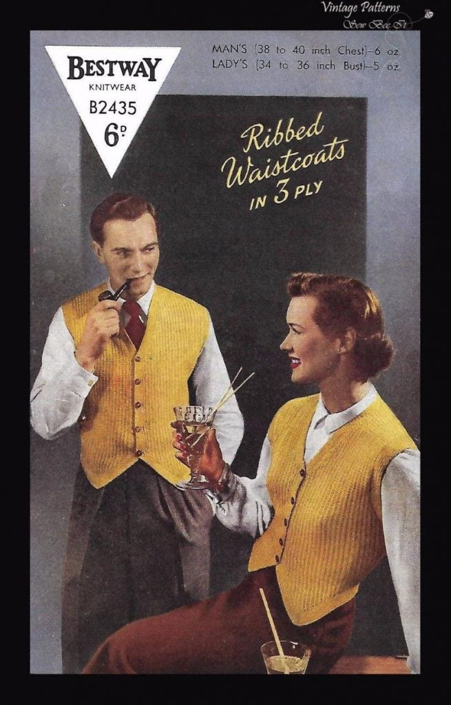1950's Bestway B2435 Knitting Pattern Unisex Waistcoats image 0