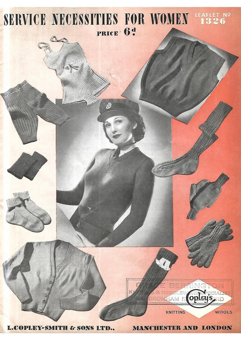 Vintage 1930's/ 1940's Knitting Pattern  WW 2 Service image 0