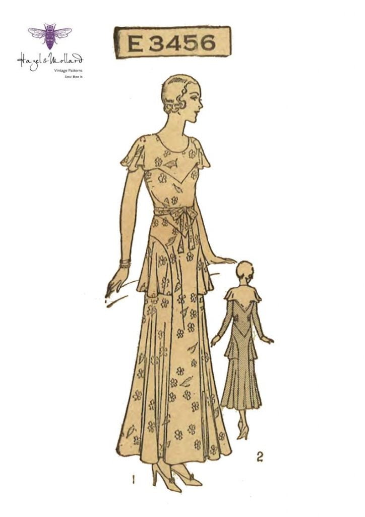 Vintage 1930's Sewing Pattern Graceful Frock Dress Cape image 0