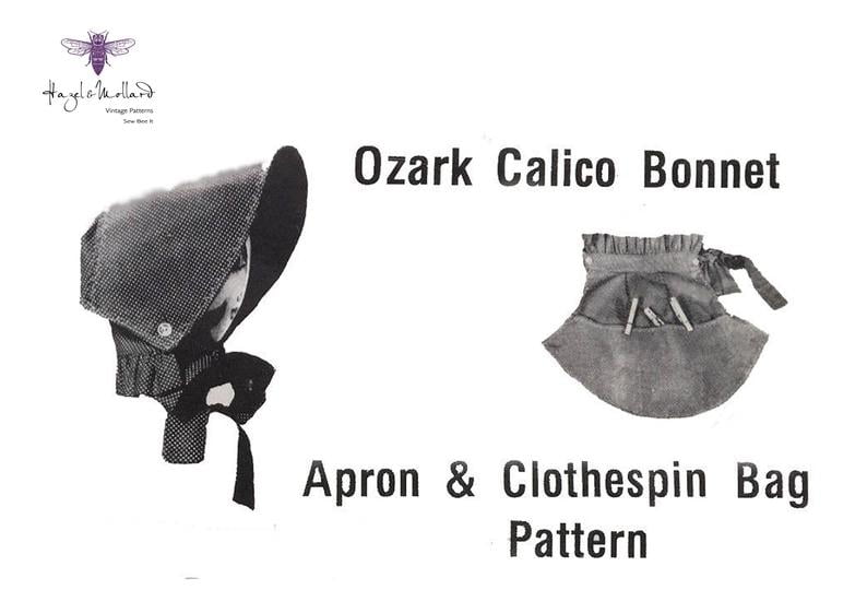 Vintage Sewing Pattern Ozark Calico Bonnet Apron Peg Bag image 0